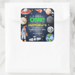 Eerste verjaardag in de buitenruimte vierkante sticker