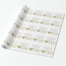 Eerste verjaardag inpakpapier Roze Mint Goud