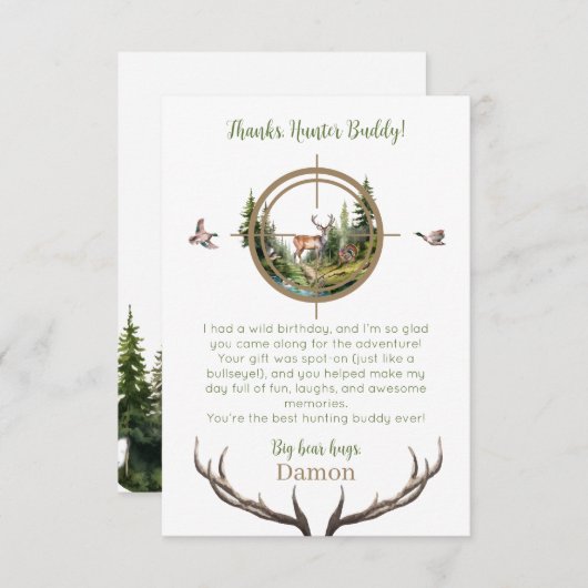 Eerste verjaardag jagen 'Big One' Bedankkaart (Voorkant / Achterkant)