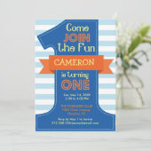 Eerste Verjaardag Jongen Blauwe Verjaardag Party U Kaart (Staand voorkant)