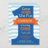 Eerste Verjaardag Jongen Blauwe Verjaardag Party U Kaart (Voorkant / Achterkant)