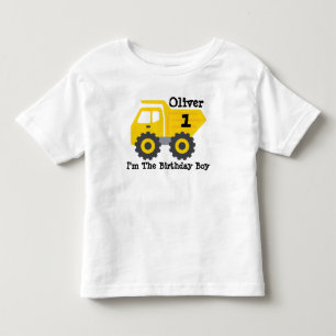 Eerste verjaardag jongen gele dumptruck kinder shirts
