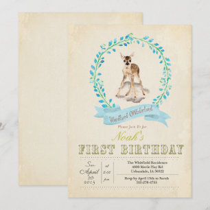 Eerste Verjaardag Jongen Herten uitnodiging