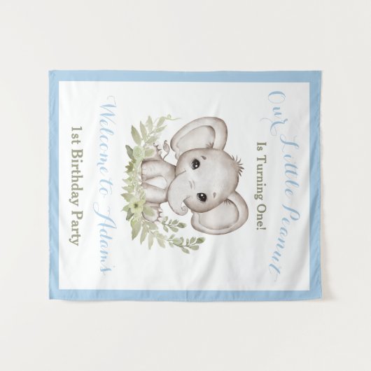 Eerste verjaardag jongen welkom teken tapijt wandkleed (Voorkant (horizontaal))