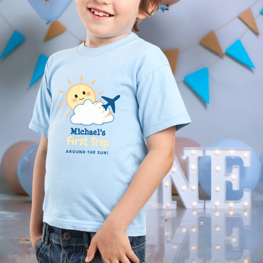 Eerste Verjaardag Jongen Whimsical Vliegtuig Zon & Kinder Shirts