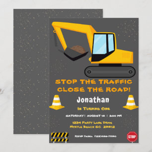 Eerste Verjaardag Jongens Bouwfeest Kaart