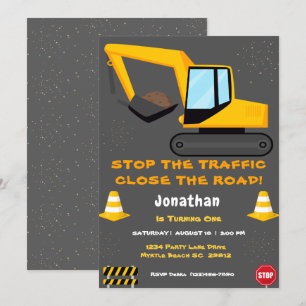 Eerste Verjaardag Jongens Bouwfeest Kaart