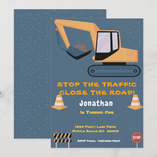 Eerste Verjaardag Jongens Bouwfeest Kaart (Voorkant / Achterkant)