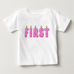 Eerste verjaardag Kaars Dubbelzijdige Baby T-Shirt
