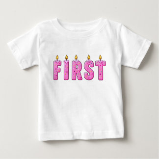 Eerste verjaardag Kaars Dubbelzijdige Baby T-Shirt
