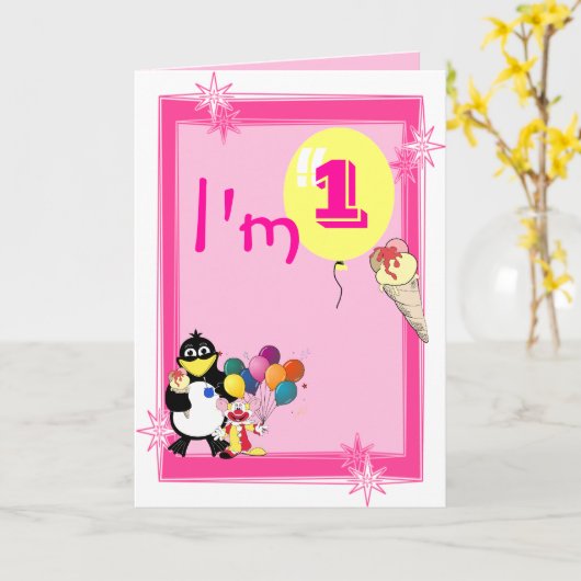 Eerste Verjaardag Kaart (Gele Bloem)