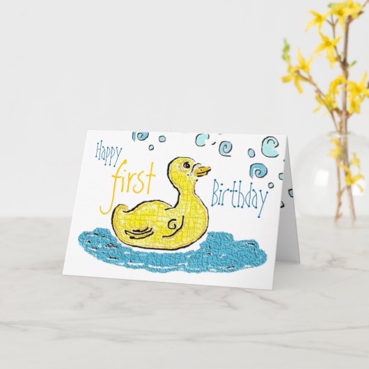 Eerste verjaardag kaart (Gele Bloem)