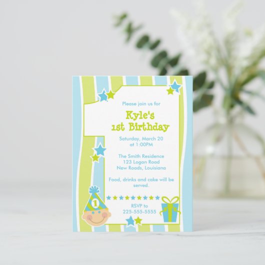 Eerste verjaardag kaart (Staand voorkant)