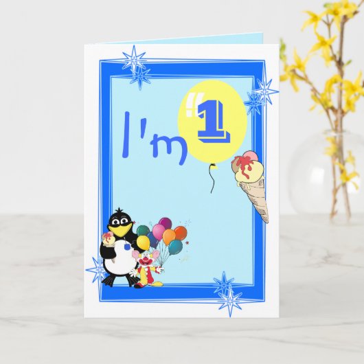 Eerste verjaardag kaart (Gele Bloem)