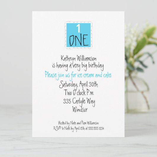 Eerste verjaardag kaart (Staand voorkant)