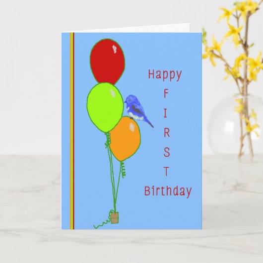 Eerste verjaardag Kaart grootzoon ballonnen (Gele Bloem)
