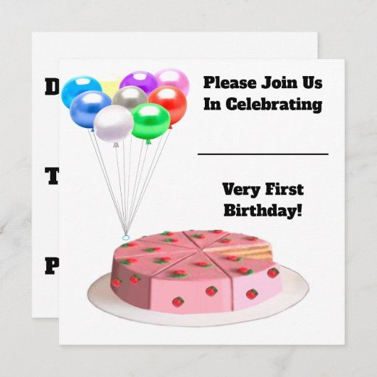 Eerste verjaardag Kaart Notitiekaartje (Voorkant / Achterkant)