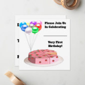 Eerste verjaardag Kaart Notitiekaartje (Voorkant / Achterkant in situ)