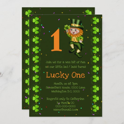 Eerste verjaardag kabouter lucky one shamrock Iers Kaart (Voorkant / Achterkant)