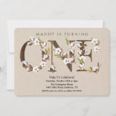 Eerste verjaardag katoen alfabet uitnodiging (Voorkant)