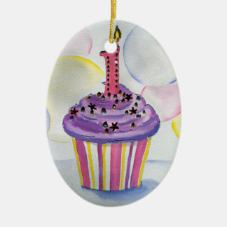 Eerste verjaardag keramisch ornament