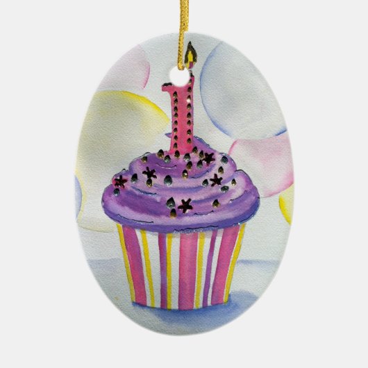 Eerste verjaardag keramisch ornament (Voorkant)