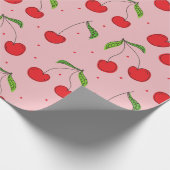 Eerste verjaardag kersen roze en rood cadeaupapier (Hoek)