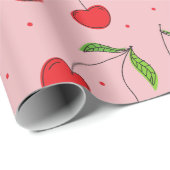 Eerste verjaardag kersen roze en rood cadeaupapier (Rol Hoek)