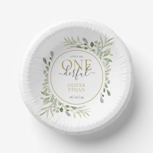 Eerste verjaardag kleine jongen Little Mr ONEderfu Papieren Kommen (Voorkant)