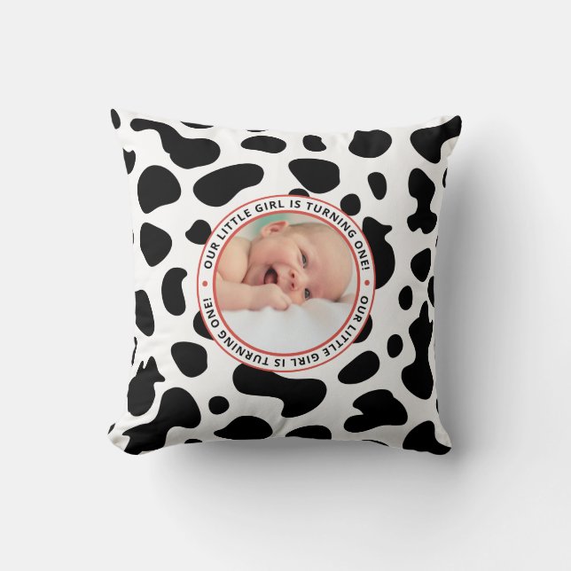 Eerste verjaardag kleine meisje foto kussen (Voorkant)