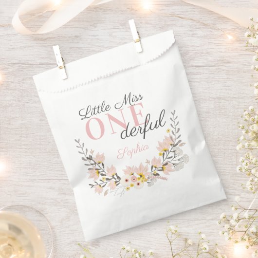 Eerste Verjaardag kleine miss one-derful floral Bedankzakje (Geknipt)