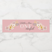Eerste Verjaardag kleine miss one-derful floral Waterfles Etiket (Enkel label)