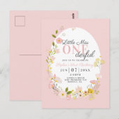 Eerste Verjaardag kleine miss one-derful uitnodigi Briefkaart (Voorkant / Achterkant)