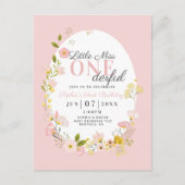 Eerste Verjaardag kleine miss one-derful uitnodigi Briefkaart (Voorkant)