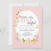 Eerste Verjaardag kleine miss one-derful uitnodigi Kaart (Voorkant)