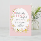 Eerste Verjaardag kleine miss one-derful uitnodigi Kaart (Staand voorkant)