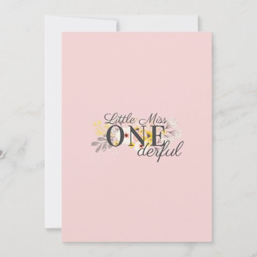 Eerste Verjaardag kleine miss one-derful uitnodigi Kaart (Achterkant)