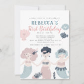 Eerste verjaardag Kleine uitnodiging voor zeemeerm (Voorkant)