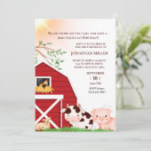 Eerste Verjaardag Koe Varken Boerderij Verjaardags Kaart (Staand voorkant)