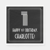 Eerste verjaardag: Kunst Deco Geïnspireerde kijk " Servet (Voorkant)