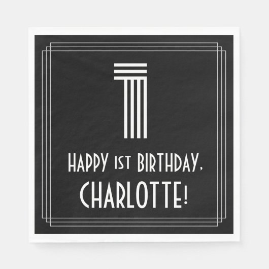 Eerste verjaardag: Kunst Deco Geïnspireerde kijk " Servet (Voorkant)