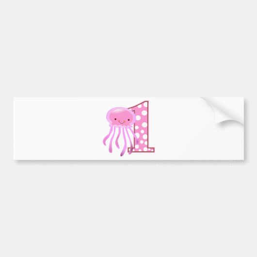 Eerste verjaardag kwallen bumpersticker (Voorkant)