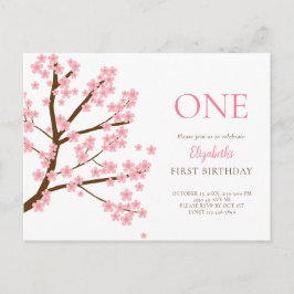 Eerste verjaardag Lente Kersenbloesem Bloemig Cute Briefkaart