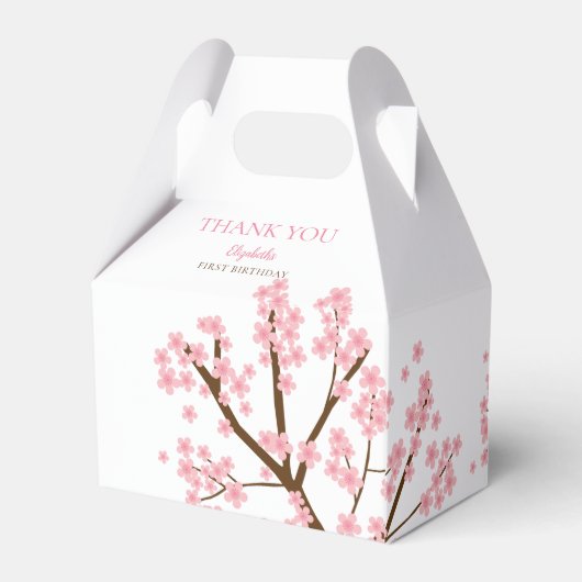 Eerste Verjaardag Lente Kersenbloesems Bloemen Blo Bedankdoosjes (Achterkant)