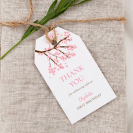 Eerste Verjaardag Lente Kersenbloesems Bloemen Blo Cadeaulabel