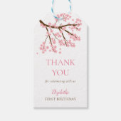 Eerste Verjaardag Lente Kersenbloesems Bloemen Blo Cadeaulabel (Voorkant)