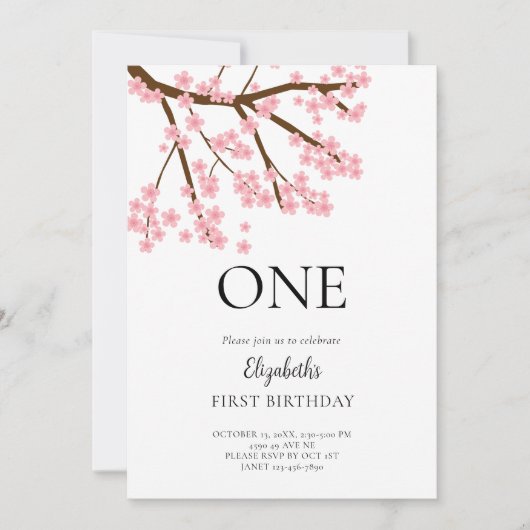 Eerste Verjaardag Lente Kersenbloesems Bloemen Blo Kaart (Voorkant)