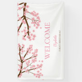 Eerste Verjaardag Lente Kersenbloesems Bloemen Blo Spandoek (Verticaal)