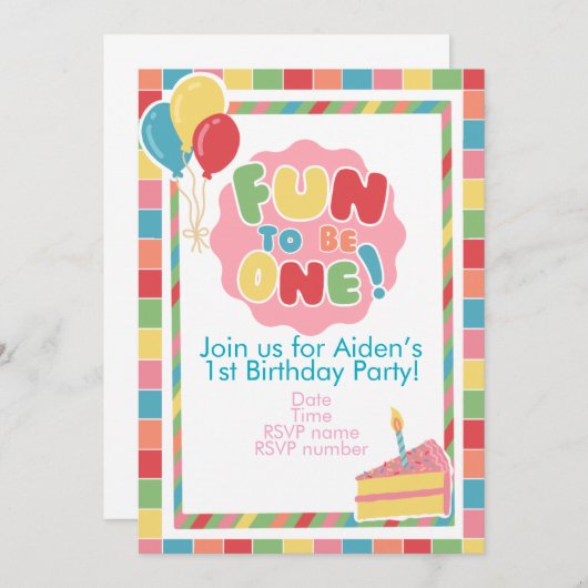 Eerste verjaardag leuk om een feestuitnodiging Bab Kaart (Voorkant / Achterkant)