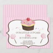 Eerste verjaardag Little Cupcake Candy land Kaart (Voorkant / Achterkant)